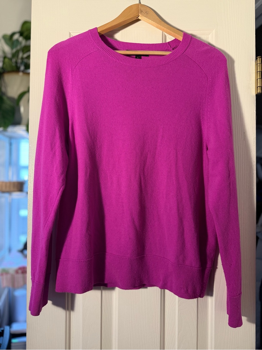 Banana Republic Italian Merino Blend Sweater Fuchsia Pink Crewneck Women L